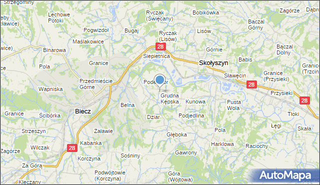 mapa Grudna Kępska, Grudna Kępska na mapie Targeo